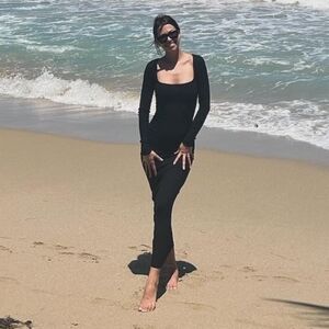 SKIMS Soft Lounge Long Sleeve Dress, color Onyx (black), XS, Skims Ribbed Maxi